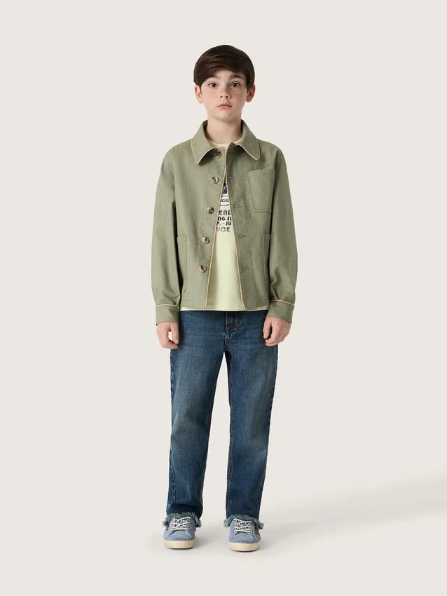 Jeans per bambini con orlo grezzo e ricamo
