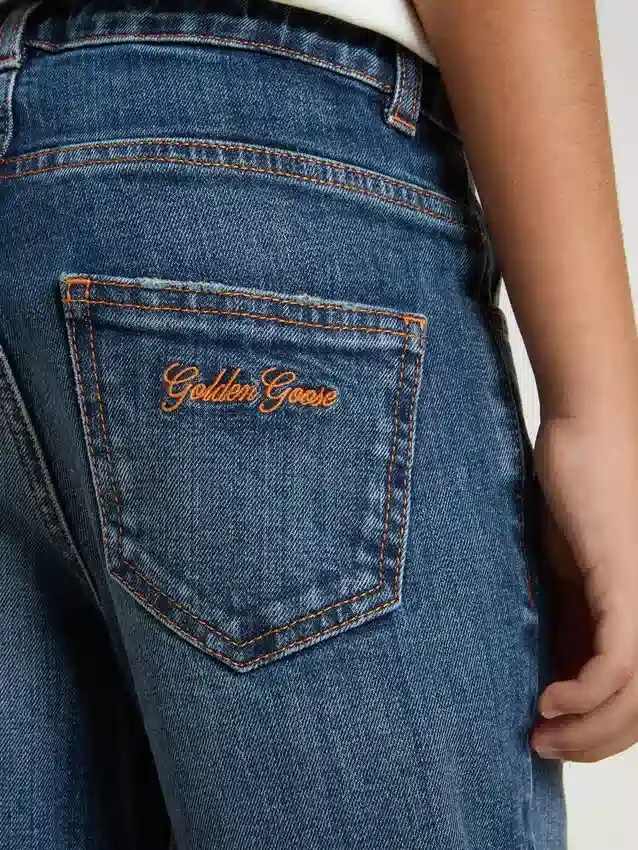 Jeans per bambini con orlo grezzo e ricamo