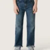 Jeans per bambini con orlo grezzo e ricamo