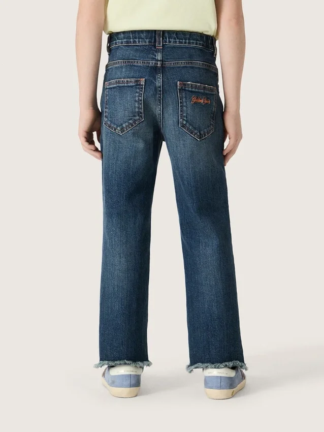 Jeans per bambini con orlo grezzo e ricamo