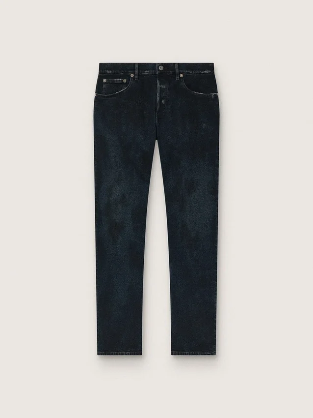 Jeans slim fit da uomo in denim elasticizzato indaco scuro
