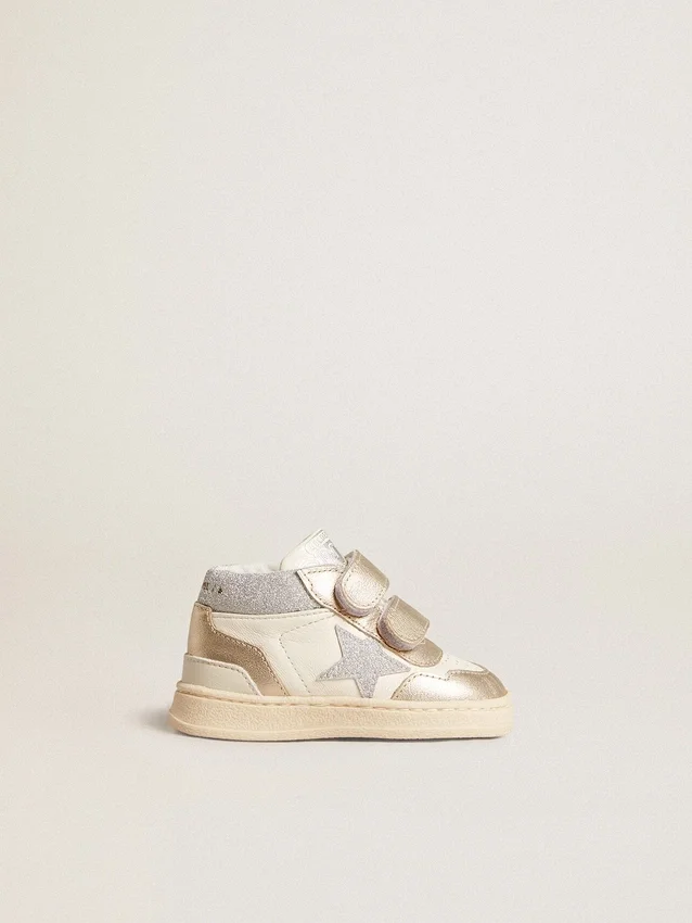 June Junior in nappa con inserti in pelle metallizzata e stella glitterata
