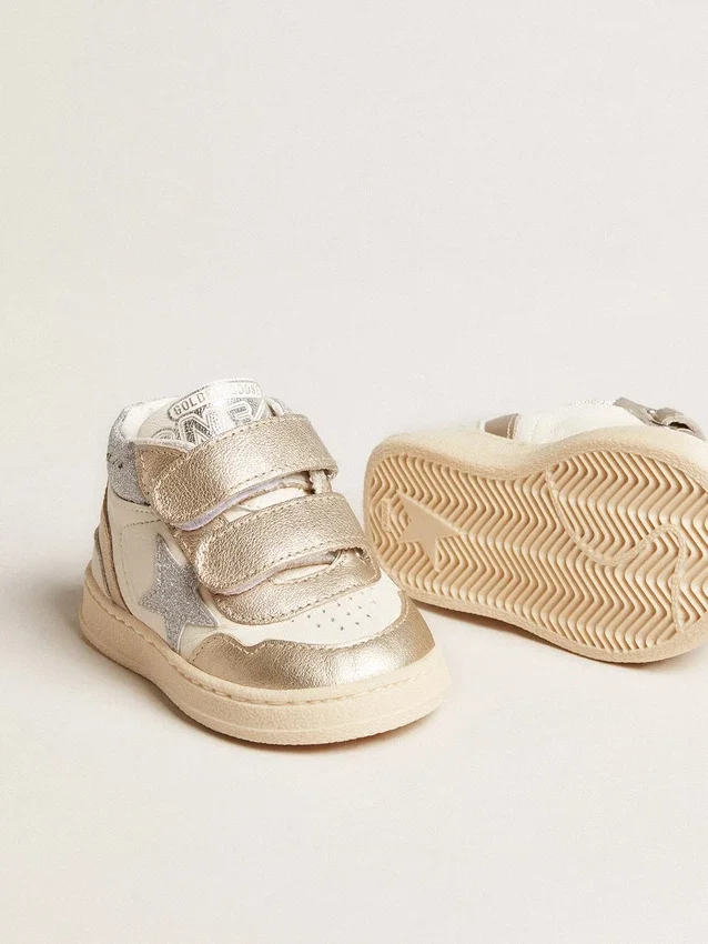 June Junior in nappa con inserti in pelle metallizzata e stella glitterata