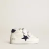 June Junior in nappa con stella e linguetta sul tallone in pelle scamosciata blu scuro