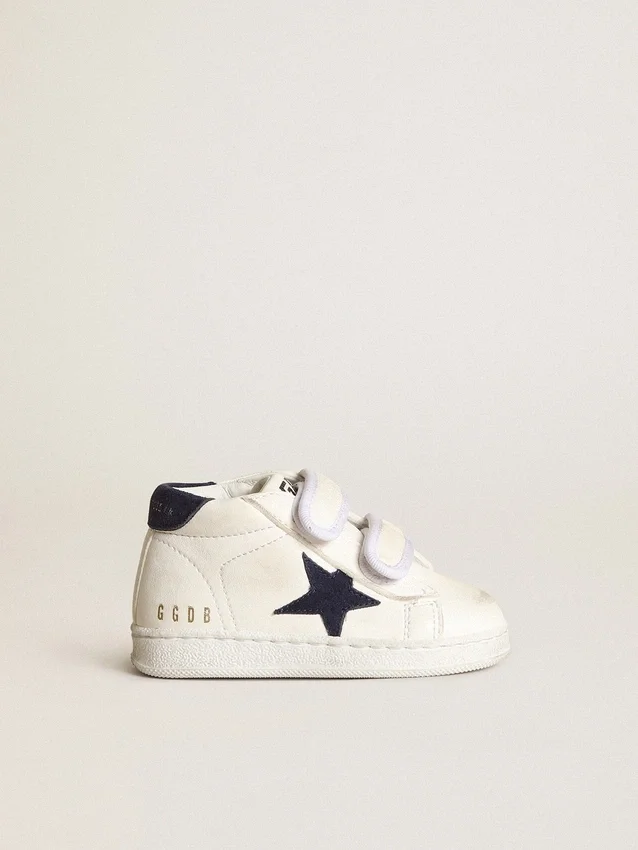 June Junior in nappa con stella e linguetta sul tallone in pelle scamosciata blu scuro
