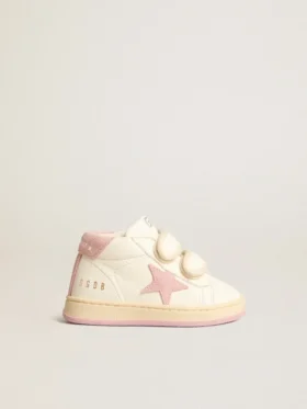 June Junior in pelle nappa con stella e linguetta sul tallone in camoscio rosa antico