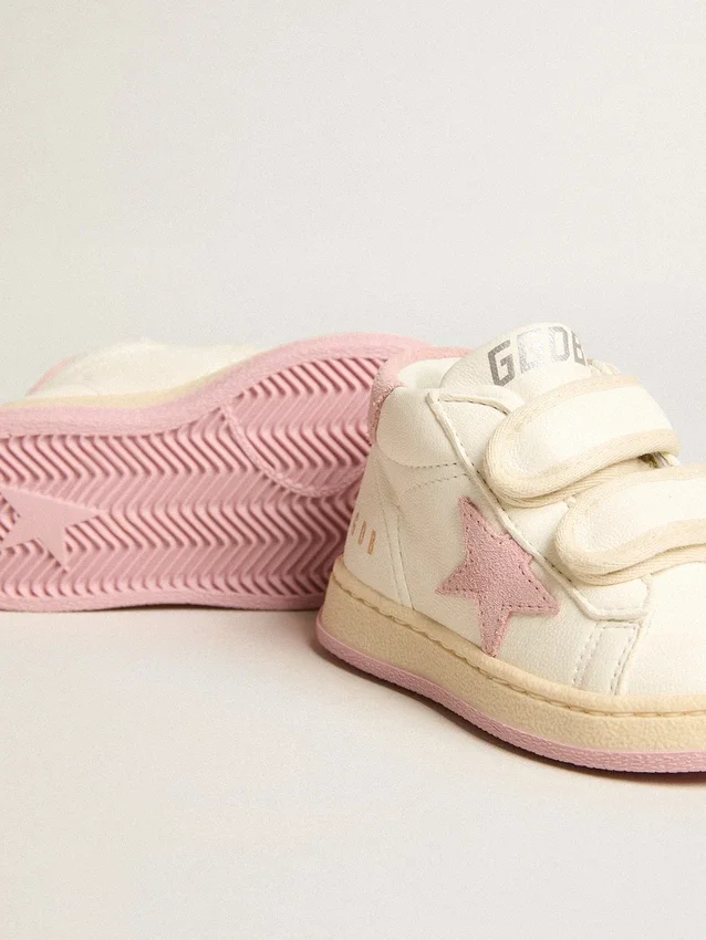 June Junior in pelle nappa con stella e linguetta sul tallone in camoscio rosa antico