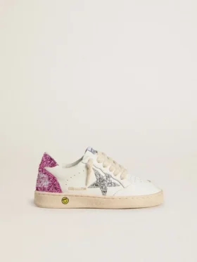 Junior Ball Star con stella glitterata argento e linguetta sul tallone glitterata rosa