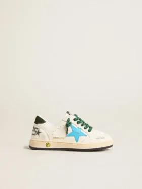 Junior Ball Star con stella turchese e linguetta sul tallone in pelle scamosciata verde