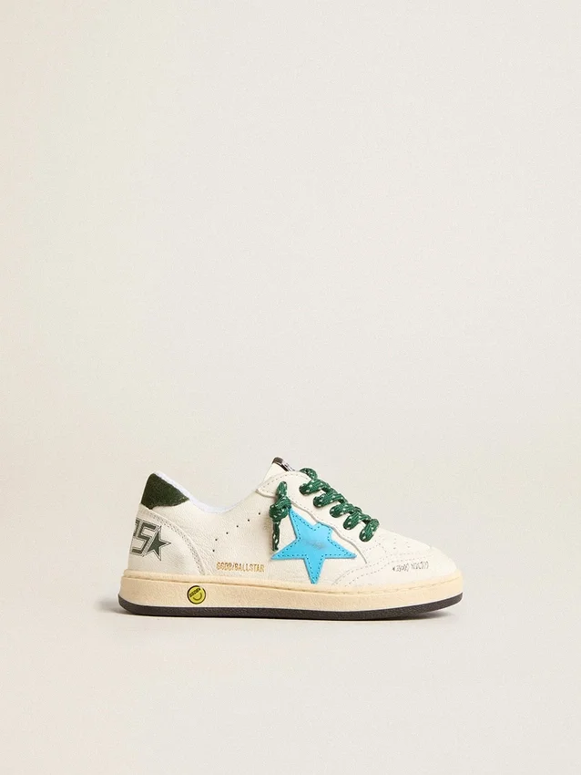 Junior Ball Star con stella turchese e linguetta sul tallone in pelle scamosciata verde