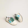 Junior Ball Star con stella turchese e linguetta sul tallone in pelle scamosciata verde