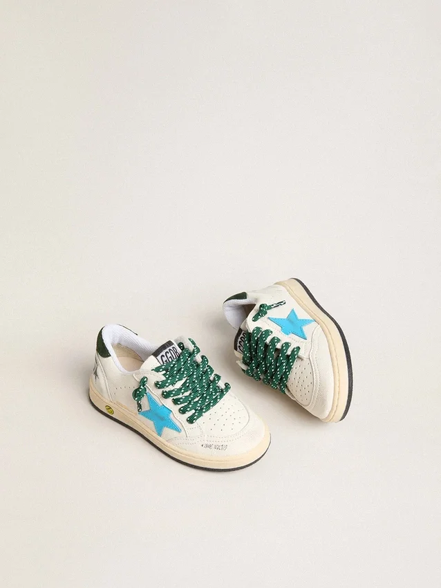 Junior Ball Star con stella turchese e linguetta sul tallone in pelle scamosciata verde
