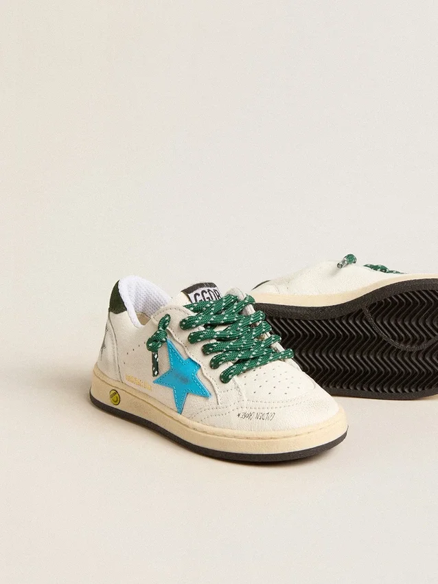 Junior Ball Star con stella turchese e linguetta sul tallone in pelle scamosciata verde