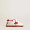 Junior Ball Star in nappa con stella in pelle rossa e linguetta sul tallone
