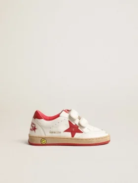 Junior Ball Star in nappa con stella in pelle rossa e linguetta sul tallone