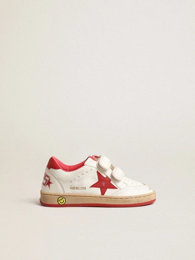 Junior Ball Star in nappa con stella in pelle rossa e linguetta sul tallone