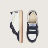 Young Ball Star in pelle bianca con stella in pelle argento metallizzato e inserti in pelle blu scuro