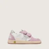 Young Ball Star in pelle bianca con stella in pelle argento metallizzato e inserti in pelle scamosciata lilla