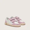 Young Ball Star in pelle bianca con stella in pelle argento metallizzato e inserti in pelle scamosciata lilla