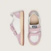 Young Ball Star in pelle bianca con stella in pelle argento metallizzato e inserti in pelle scamosciata lilla