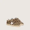 Junior Ball Star in pelle di pony con stampa leopardata, stella in pelle bianca e linguetta sul tallone