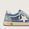 Young Ball Star in pelle scamosciata azzurra e blu denim con stella in pelle bianca