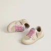 Junior Ball Star in pelle scamosciata color perla con stella in pelle e linguetta sul tallone