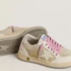 Junior Ball Star in pelle scamosciata color perla con stella in pelle e linguetta sul tallone