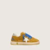 Junior Ball Star in pelle scamosciata ocra con stella in pelle bianca lucida e linguetta sul tallone