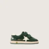 Junior Ball Star in pelle scamosciata verde bosco con stella e linguetta sul tallone in pelle color crema