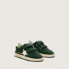 Junior Ball Star in pelle scamosciata verde bosco con stella e linguetta sul tallone in pelle color crema