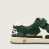 Junior Ball Star in pelle scamosciata verde bosco con stella e linguetta sul tallone in pelle color crema