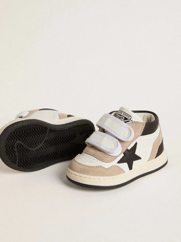 Junior June in nappa con inserti in pelle scamosciata e stella in pelle nera