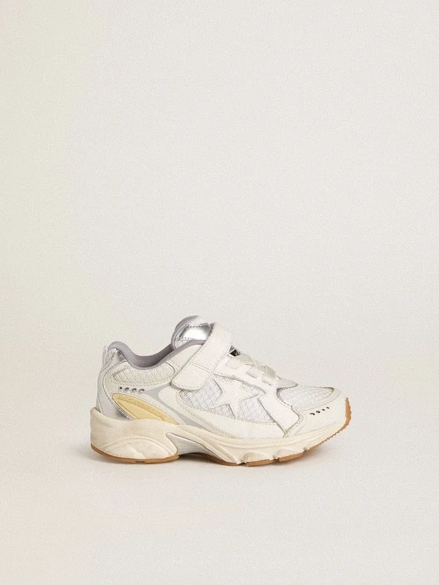 Junior Lightstar in pelle bianca e mesh con stella in pelle bianca
