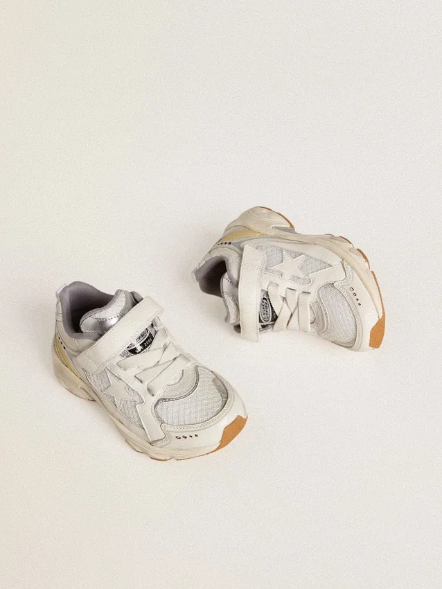 Junior Lightstar in pelle bianca e mesh con stella in pelle bianca