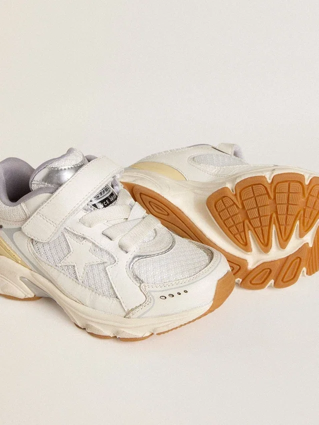 Junior Lightstar in pelle bianca e mesh con stella in pelle bianca