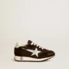 Junior Marathon in nylon nero con stella stampata e linguetta in pelle sul tallone