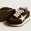 Junior Marathon in nylon nero con stella stampata e linguetta in pelle sul tallone