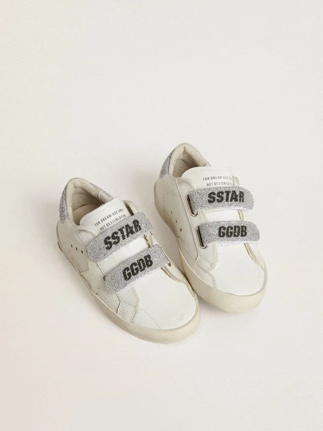 Junior Old School con linguetta sul tallone e cinturini in cristalli Swarovski argentati