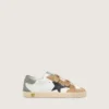 Junior Old School con stella in pelle nera e inserti in pelle scamosciata beige e verde