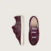 Junior Old School in glitter bordeaux con stella in pelle scamosciata bordeaux e linguetta sul tallone