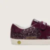 Junior Old School in glitter bordeaux con stella in pelle scamosciata bordeaux e linguetta sul tallone