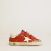 Junior Old School in nappa arancione con stella bianca e linguetta sul tallone in pelle color crema