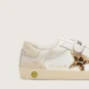 Junior Old School in nappa con stella in pelle di pony con stampa leopardata e inserti in pelle