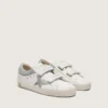 Young Old School in pelle bianca con stella in pelle argento metallizzato e inserti in cristallo argento