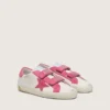 Junior Old School in pelle color crema con stella e inserti in pelle scamosciata rosa