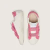 Junior Old School in pelle color crema con stella e inserti in pelle scamosciata rosa
