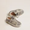 Junior Super-Star con glitter argento e dettagli in pelle scamosciata