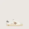 Junior Super-Star con stella glitterata dorata e linguetta sul tallone in pelle metallizzata argento