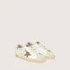 Junior Super-Star con stella glitterata dorata e linguetta sul tallone in pelle metallizzata argento